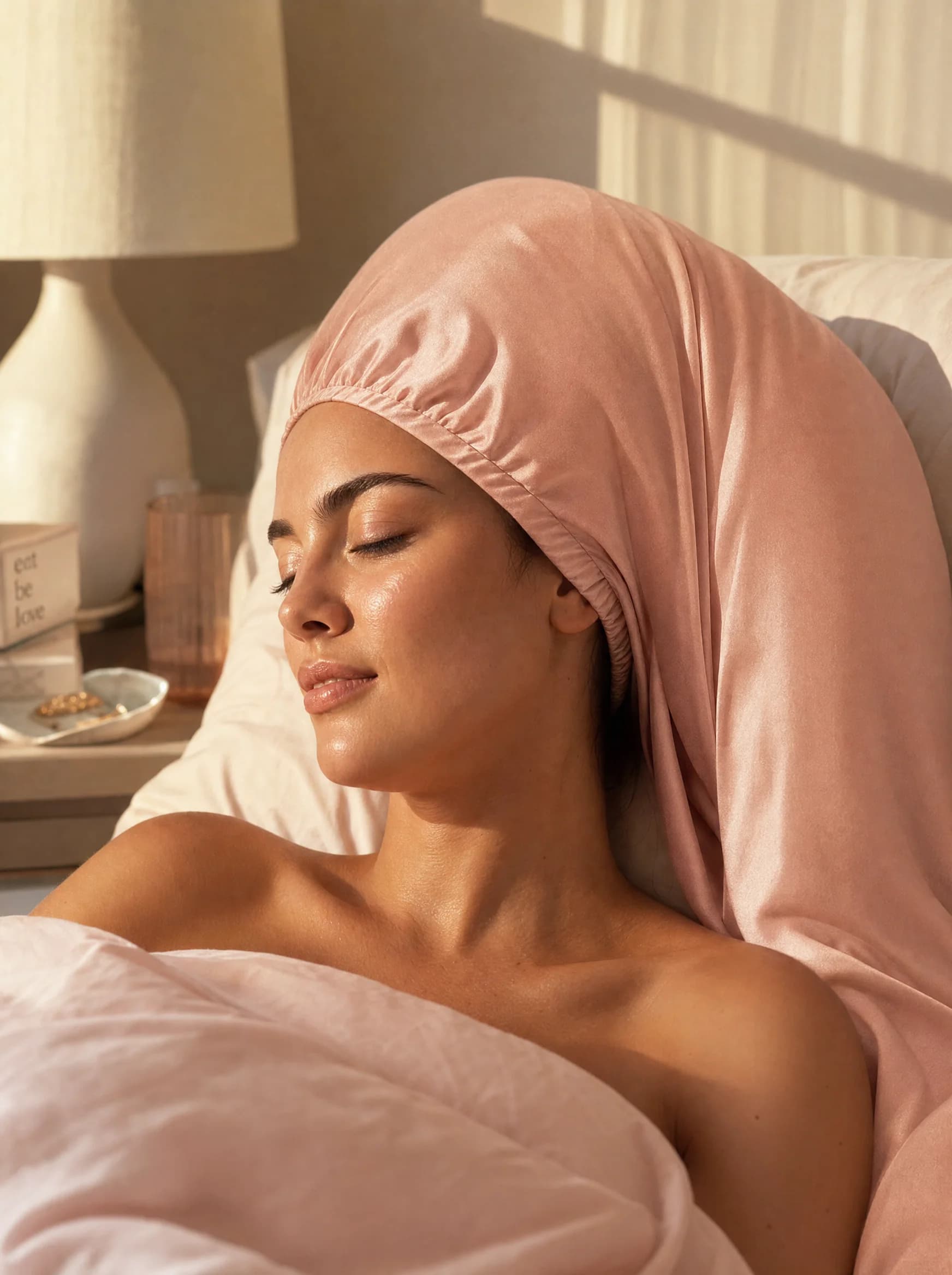 Silk Bonnet in a calm Smoothday sleep-care scene